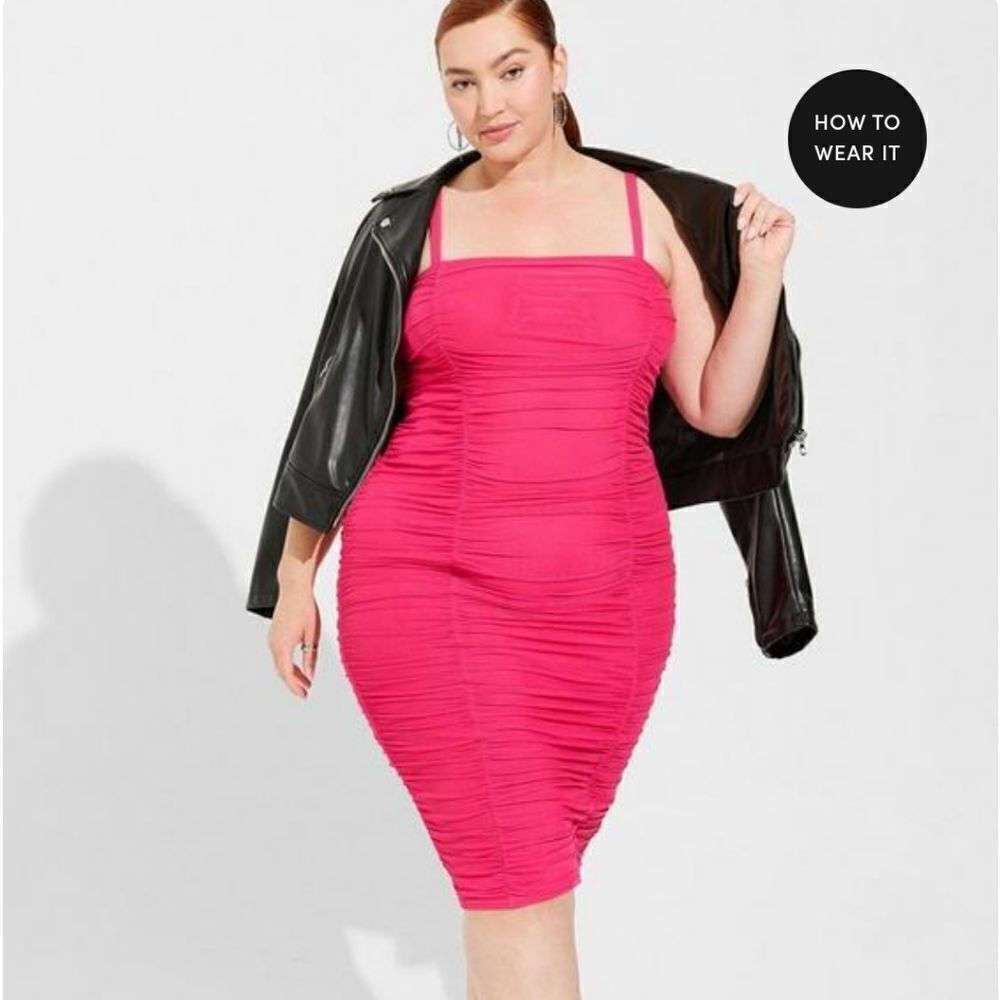 Torrid Size 1 Midi Mesh Shirred Bodycon Dress